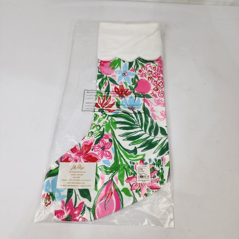 Lilly Pulitzer Christmas Stocking Multi Glowing Gardens Colorful Pink Green Blue